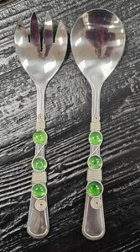 Stainless Steel Jeweled Salad Tong Set