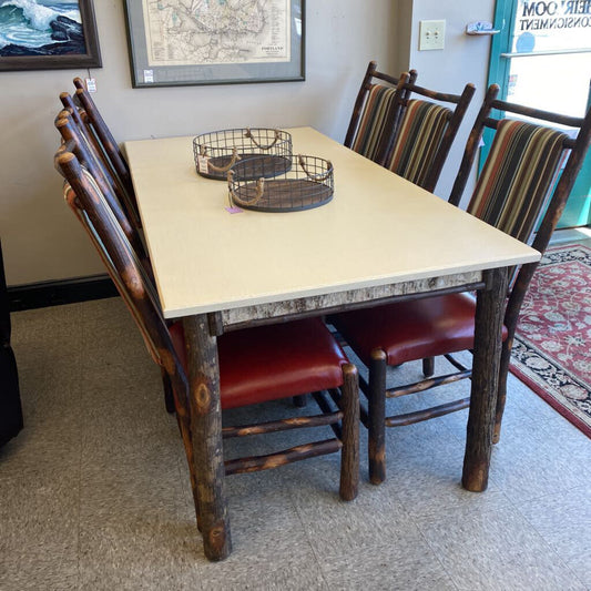 Rustic Birch Dining Table 6/Chairs
