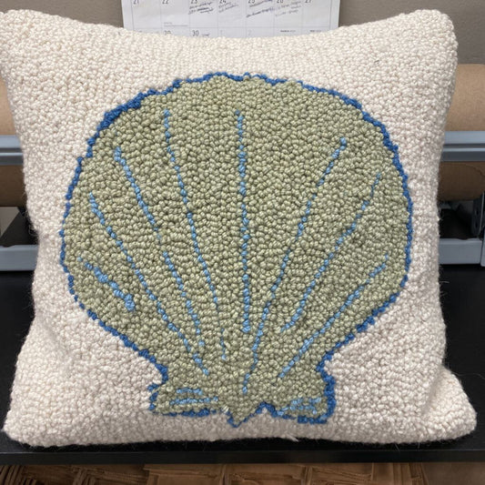 Hooked Wool Seashell Pillow