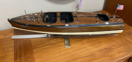 1930's Chris Craft Triple Cockpit Wooden Speed Boat Model