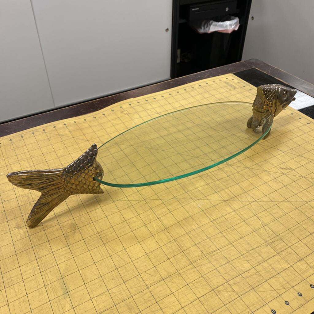 Glass and Metal Salmon Server