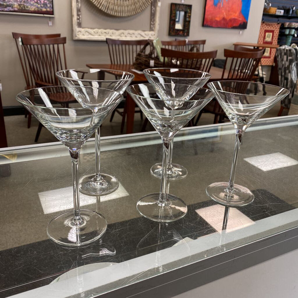 5x Glass Martini Glasses