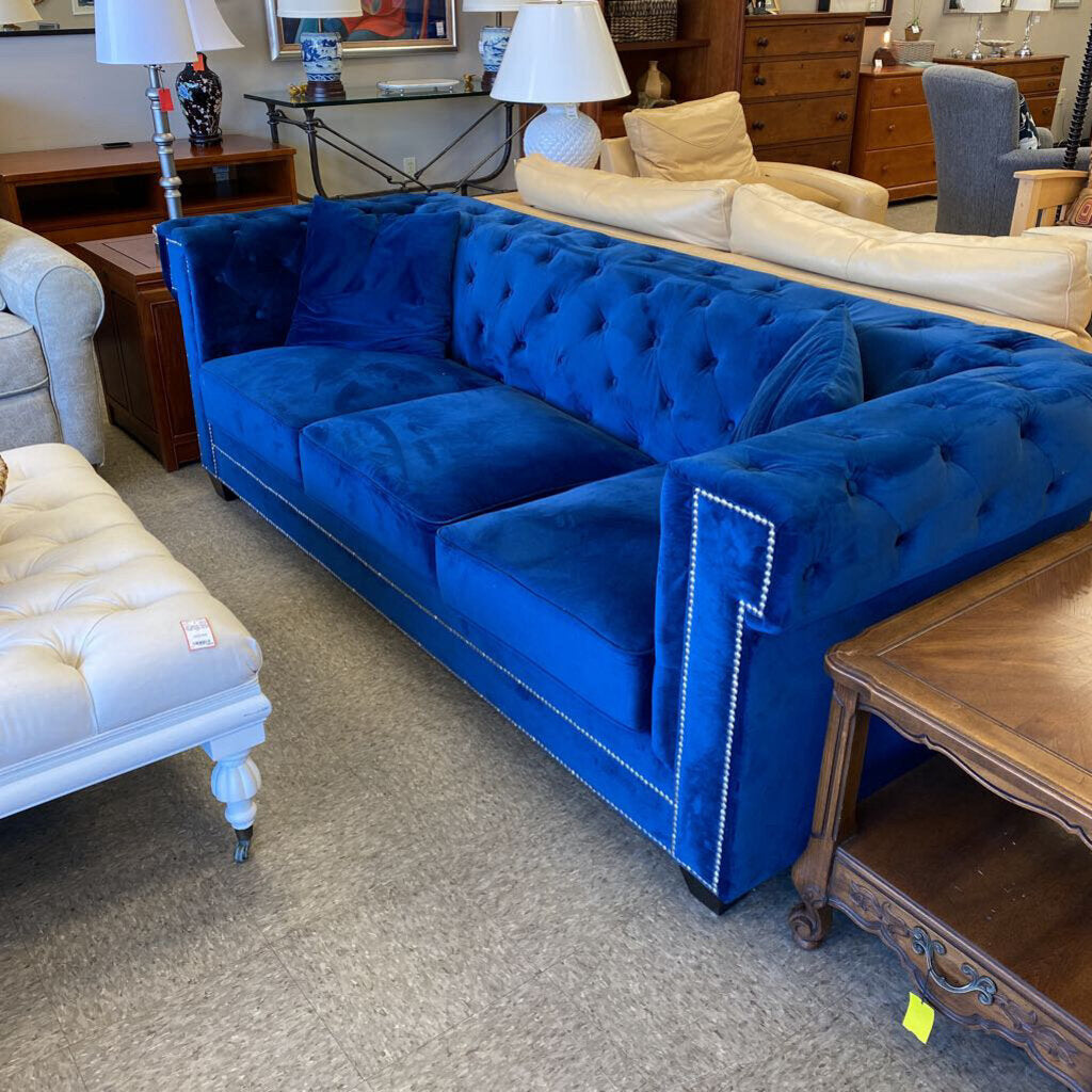 Velvet Hillaire Chesterfield Style Sofa