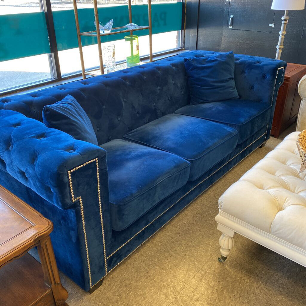 Velvet Hillaire Chesterfield Style Sofa