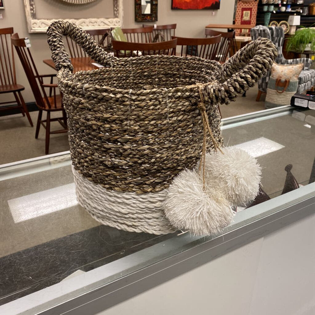 Pom Pom Handled Basket