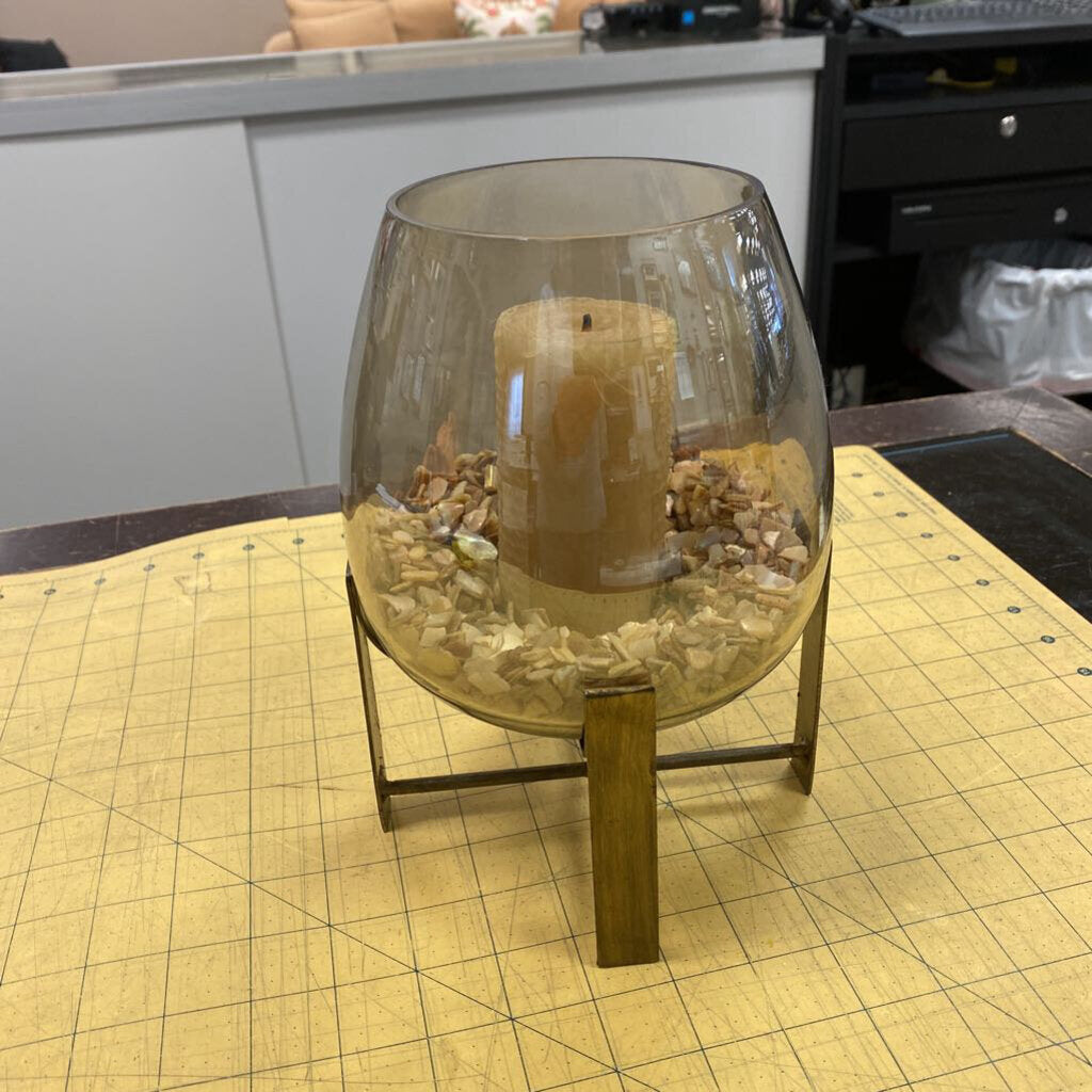 Glass and Brass Candle Bowl