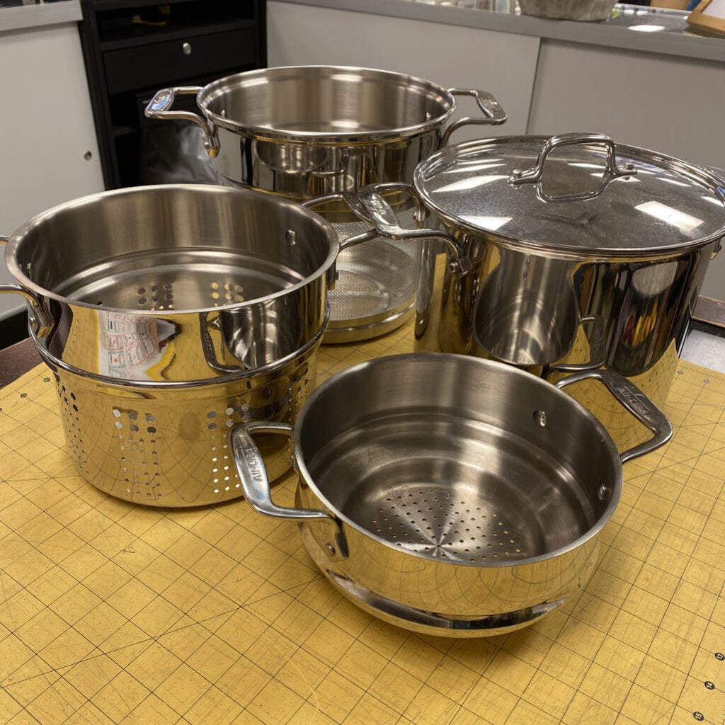 5 Piece All-Clad Stock Pot, Steamer