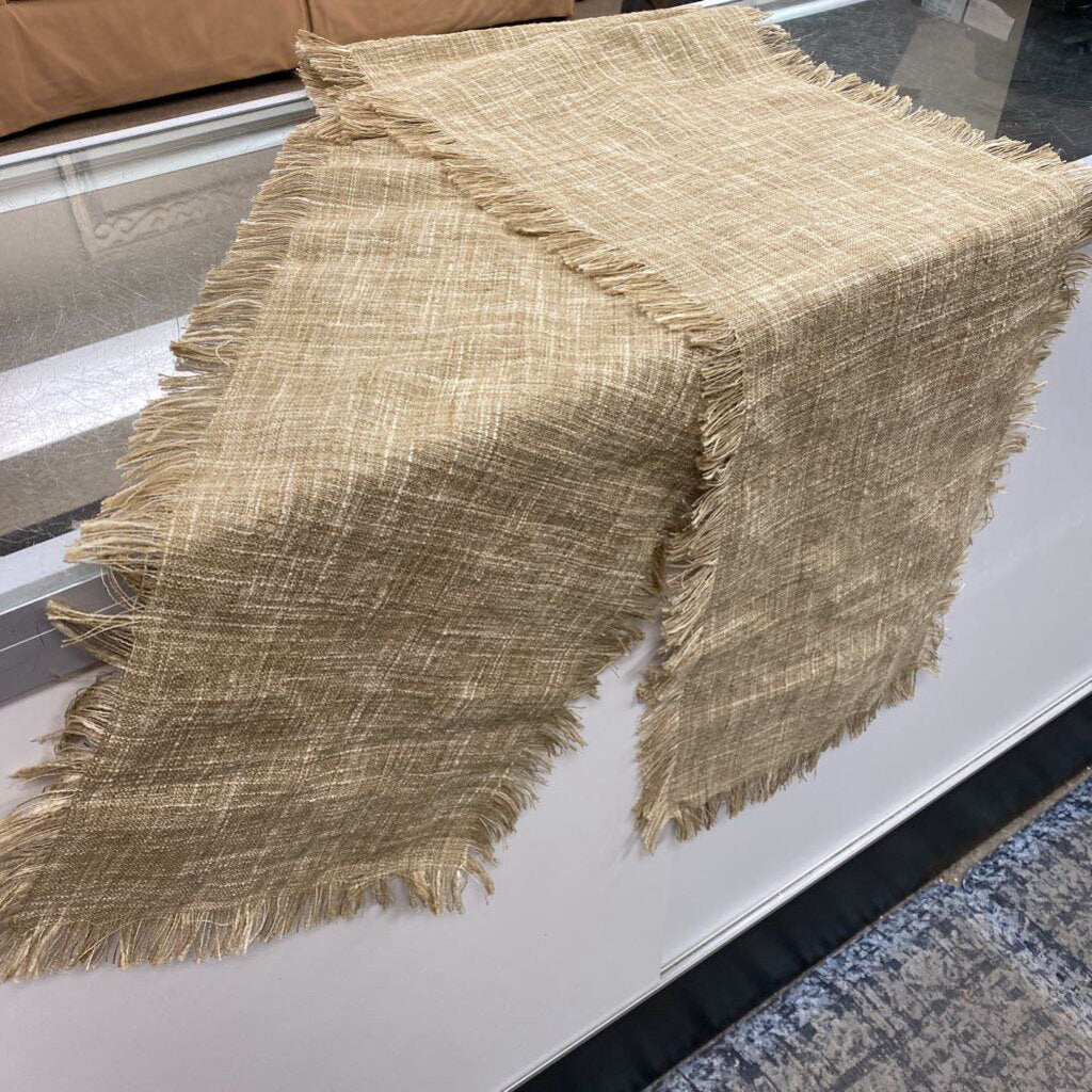 Woven Linen Fringed Table Runner