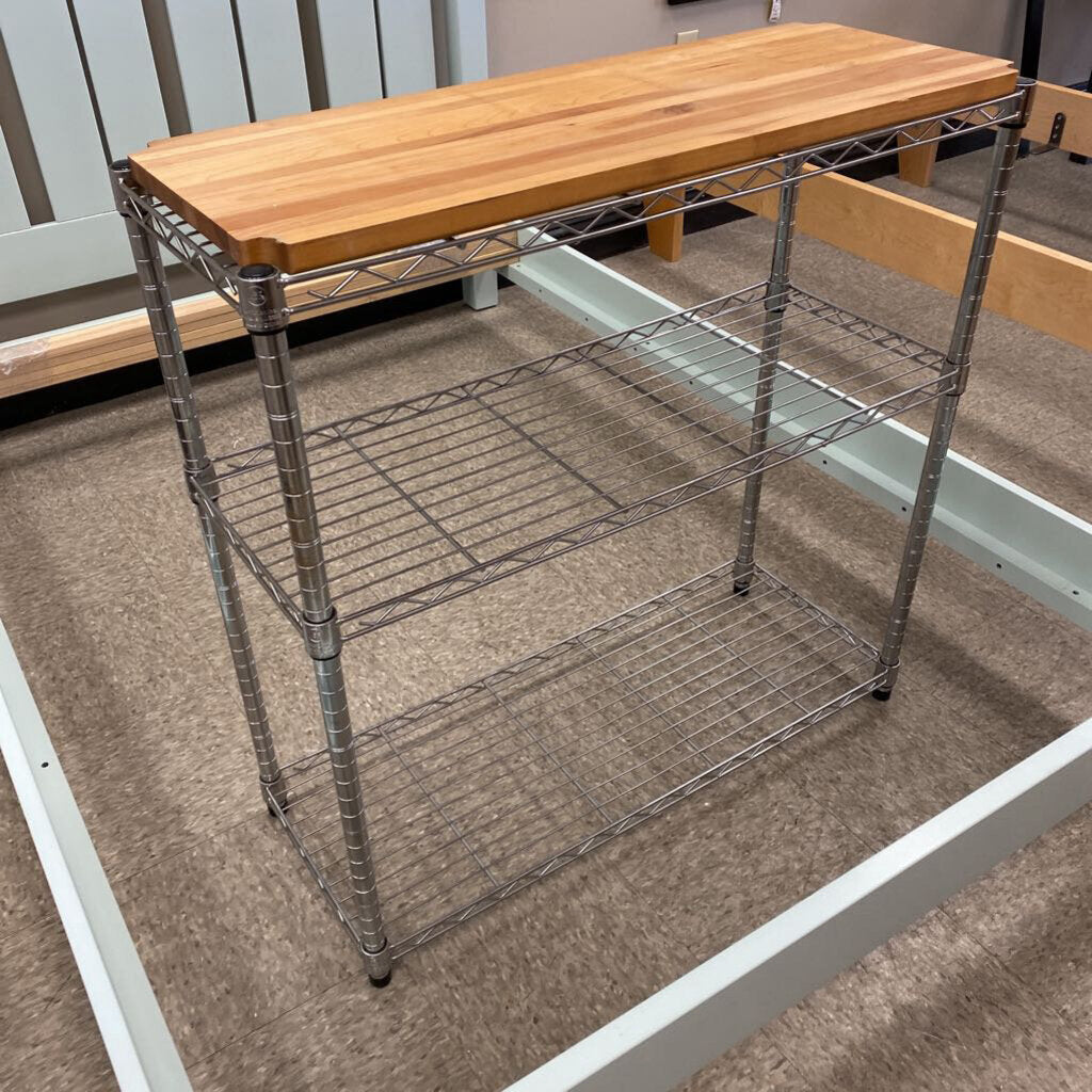 Metal/Wood Top Kitchen Rack