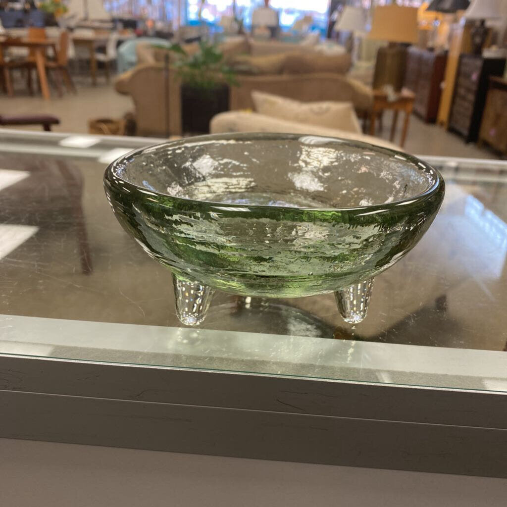 3 Leg Blown Recycled Glass Bowl