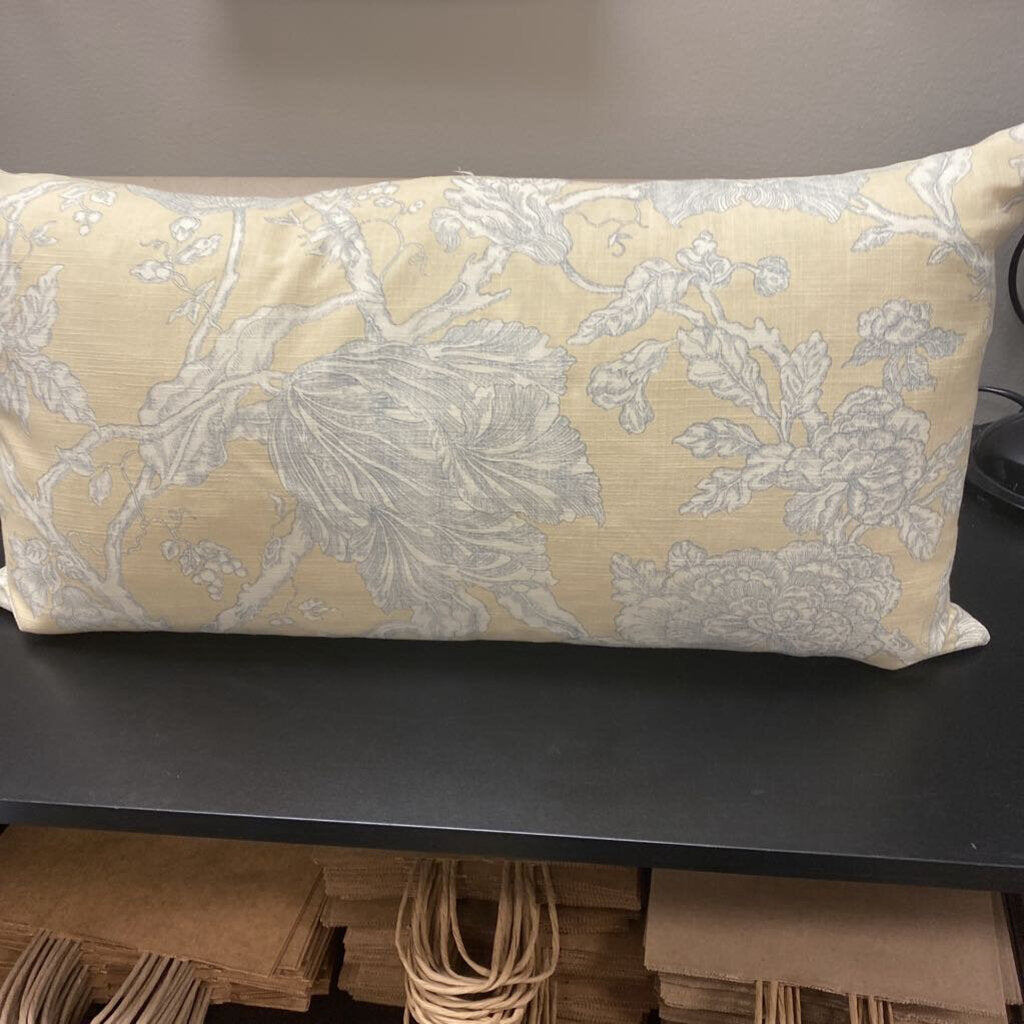 Floral Linen Lumbar Pillow