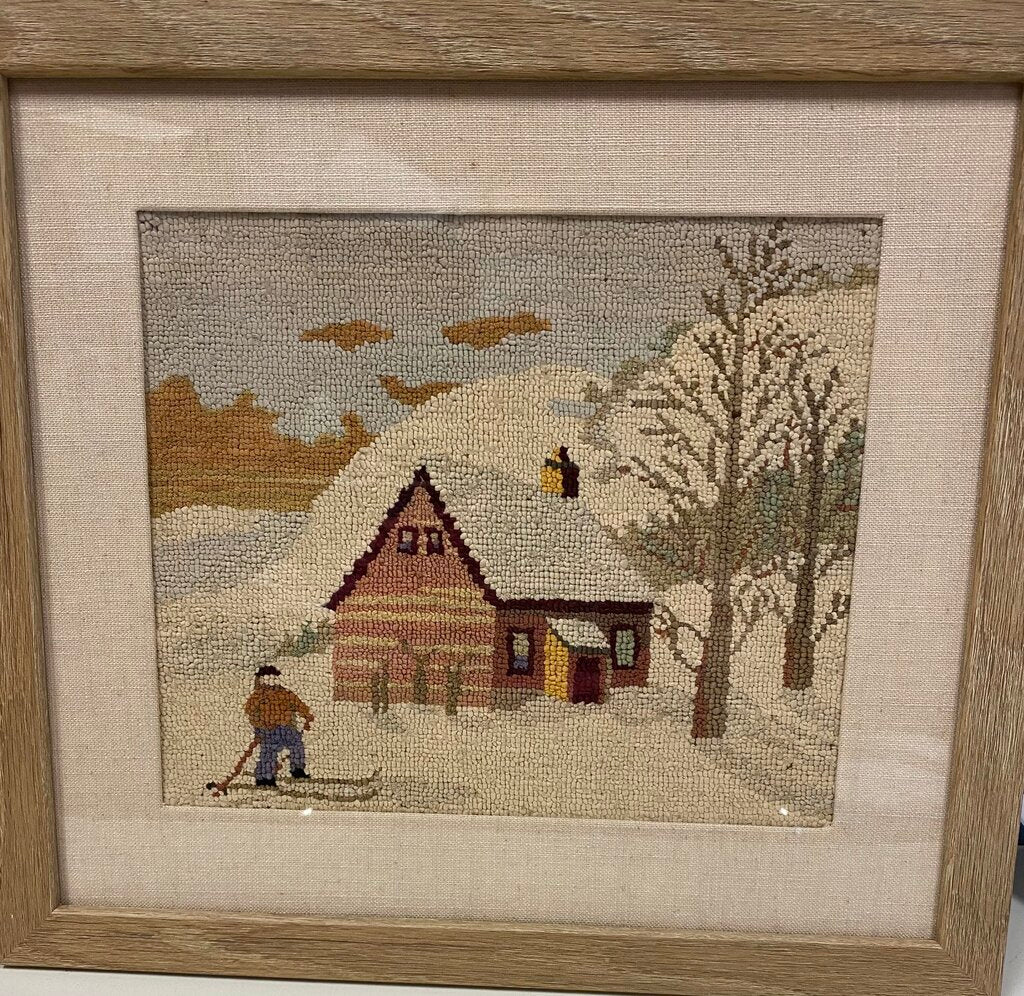 Needlepoint "Skier & Cabin