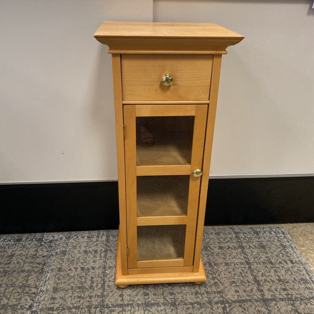 1 Drawer 1 Door Glass Front Cabinet