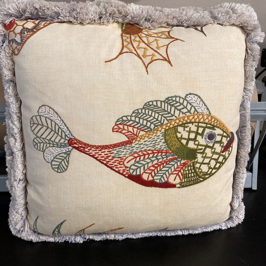 Custom Fish Pillow w/Brush Fringe