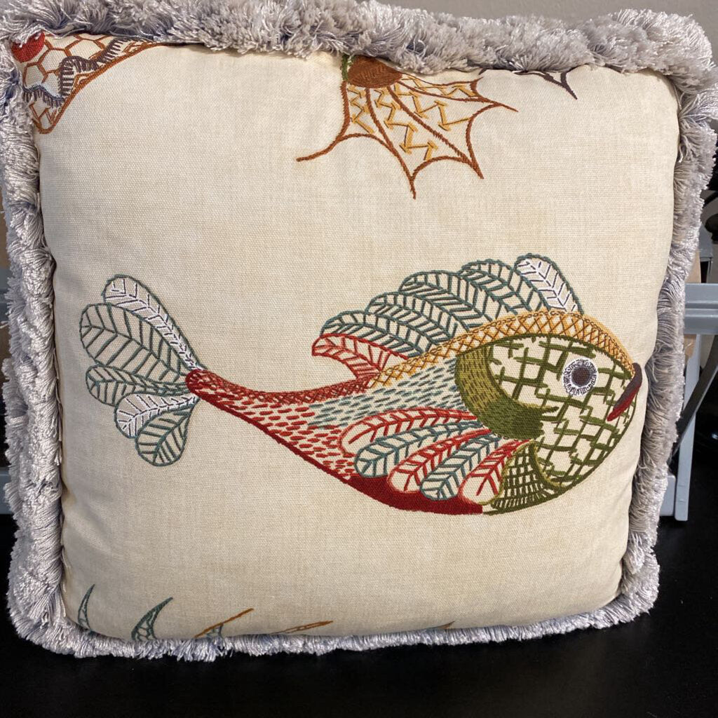 Custom Fish Pillow w/Brush Fringe