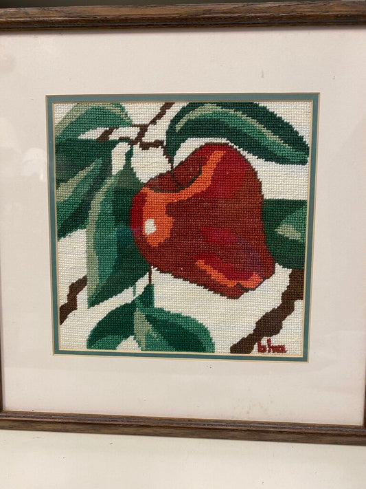 "Apple" Framed needlepoint