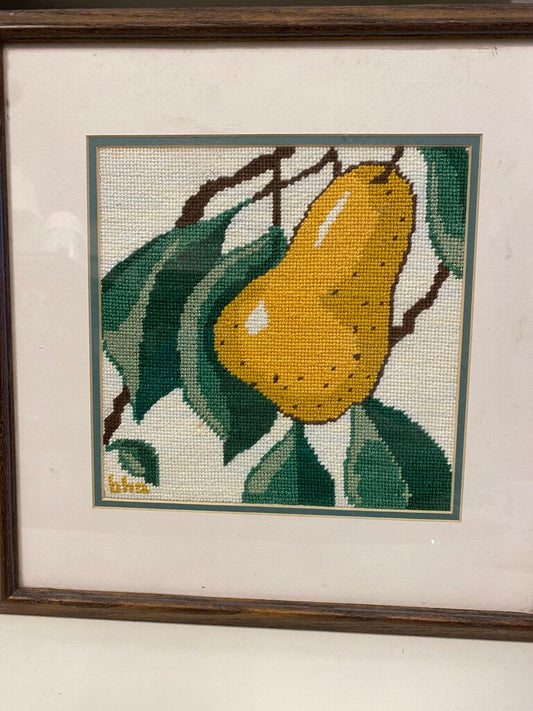 "Pear" Framed needlepoint
