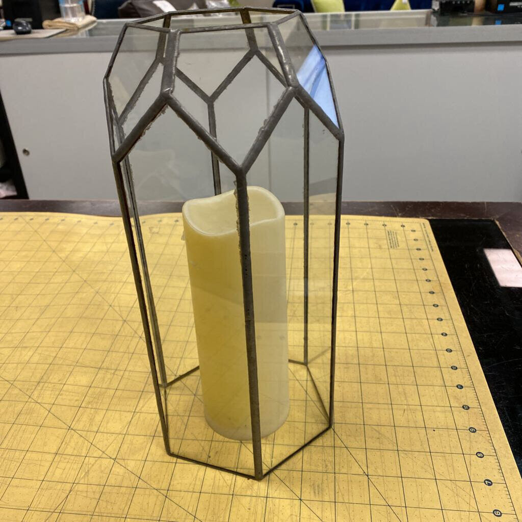 Leaded Glass Candle Hurricane