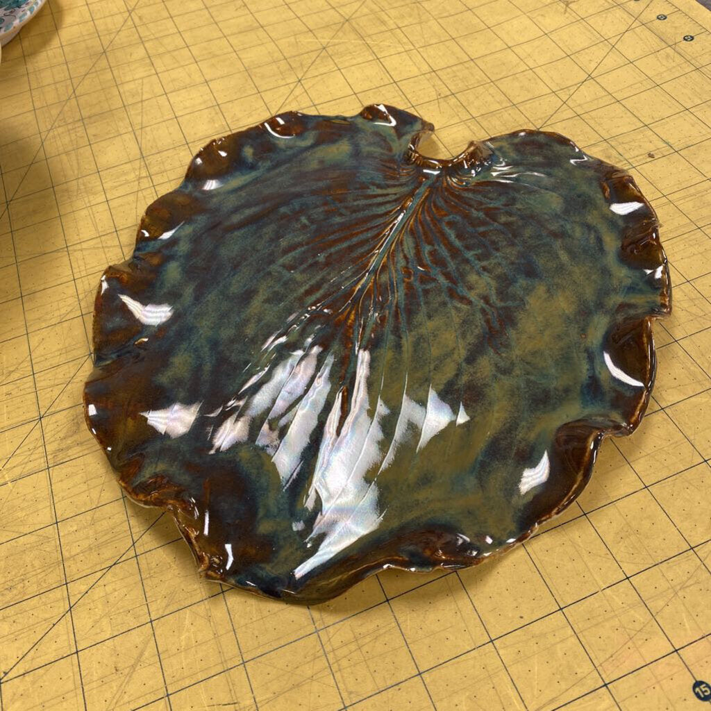 Liz Kerr Pottery Leaf Cheese Server