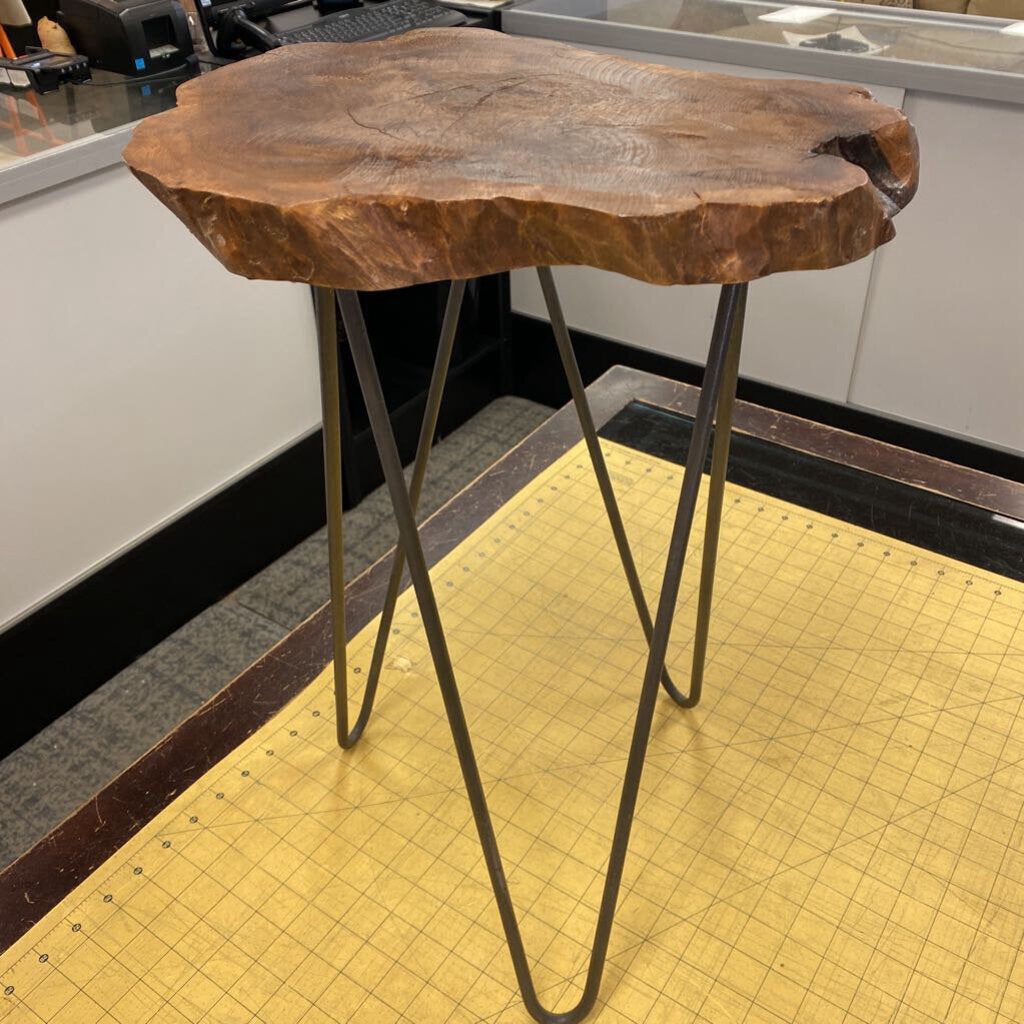 Live Edge Wood Top Accent Table