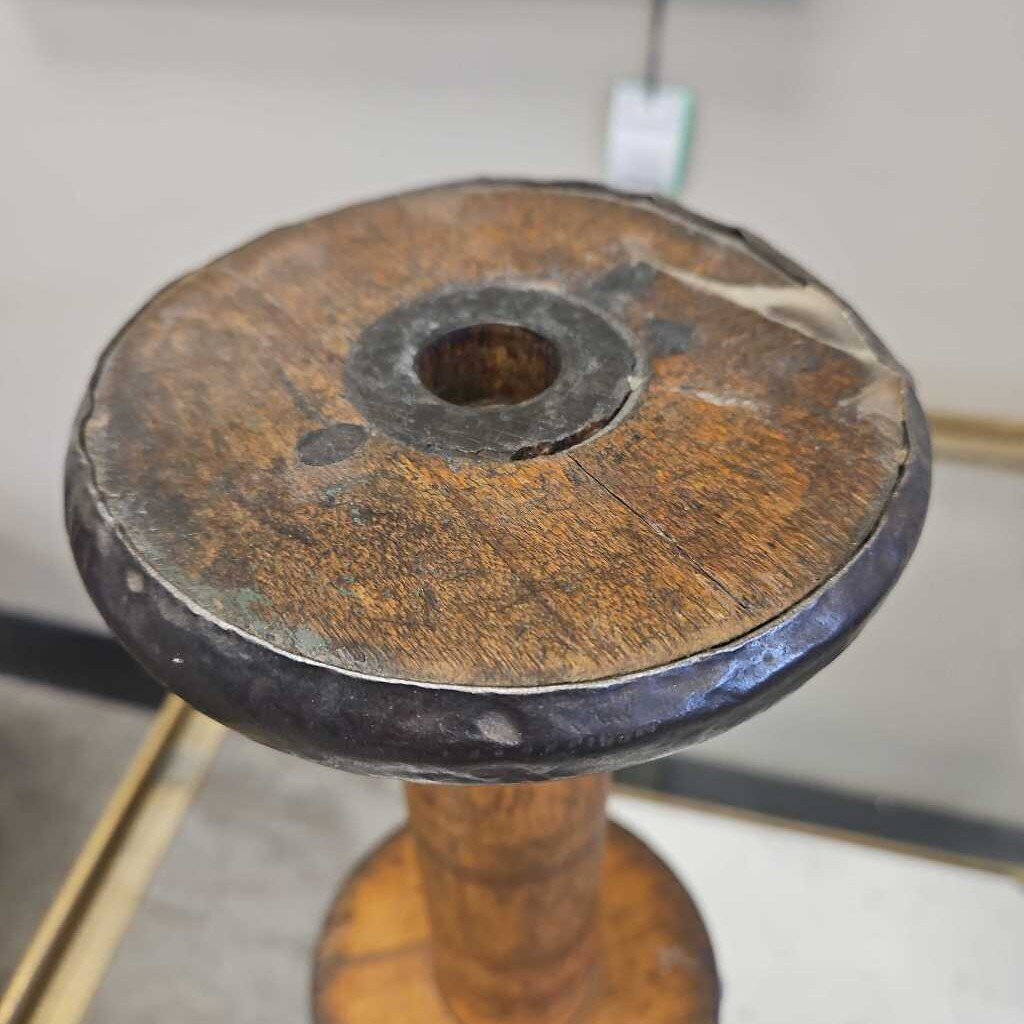 Wooden Spindle with Iron Edging
