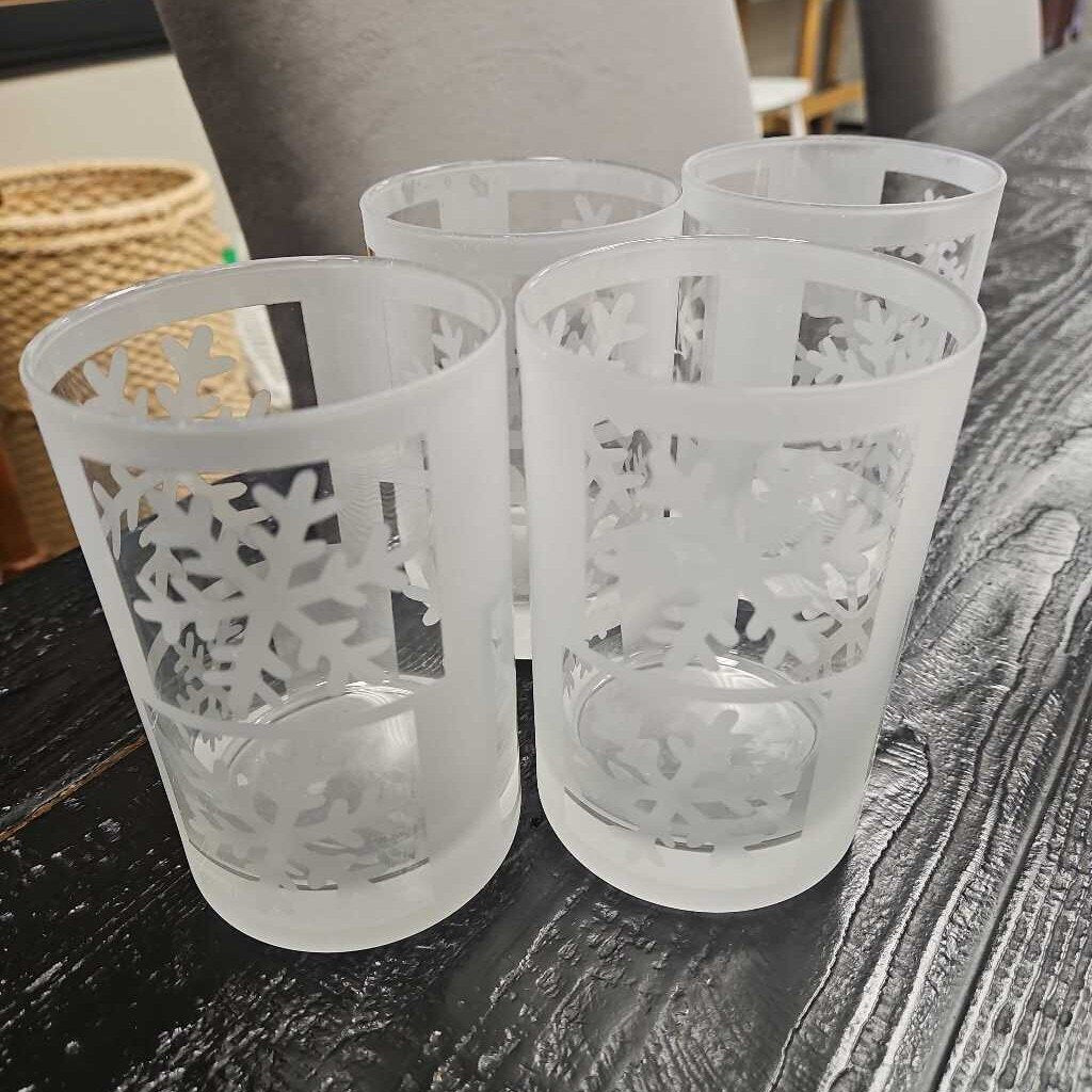 Snowflake Frosted Glasses - Set of 4