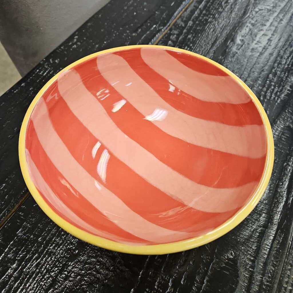 Yellow Bowl with Stripes by Lacey Pottery