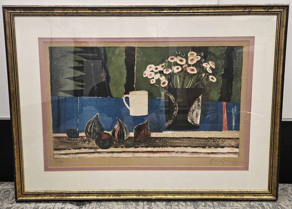 Still Life woodblock print by Rene Lenif
