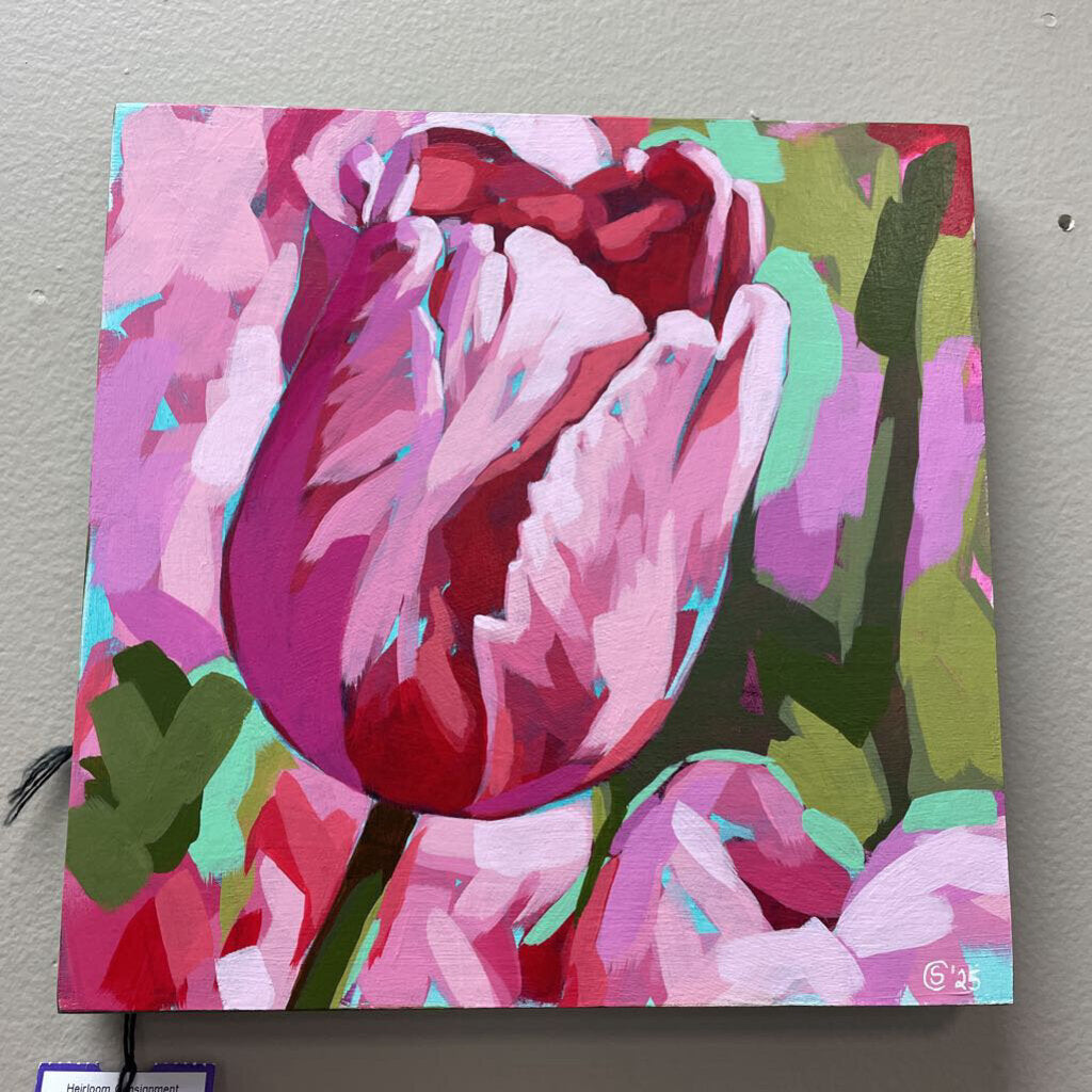 "Pretty in Pink" Oil on Wood by Sandrine Curtiss