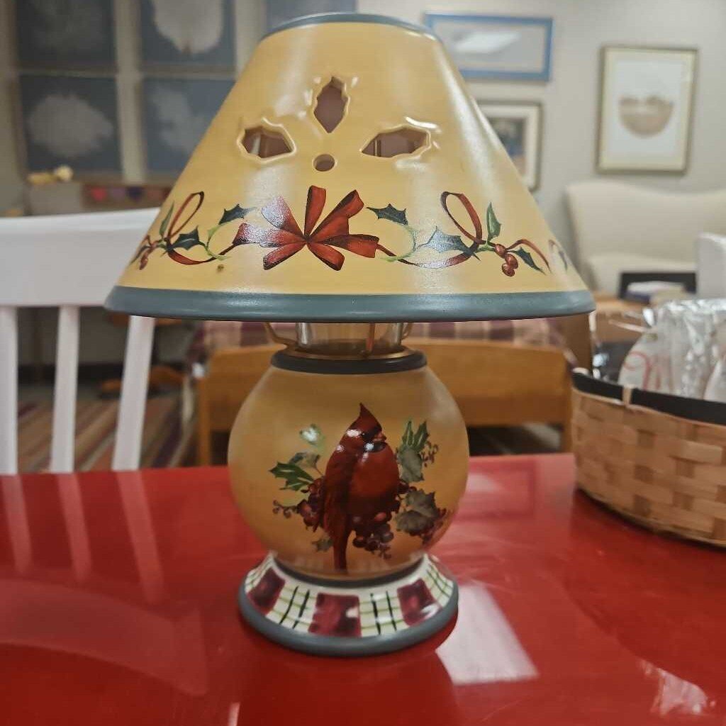 Lenox Cardinal Bird Winter Greetings Tealight Candle Lamp