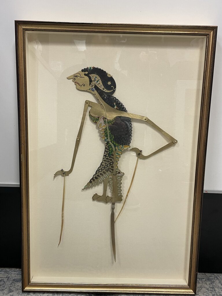 Framed Indonesian 19th Century Shadow Puppet