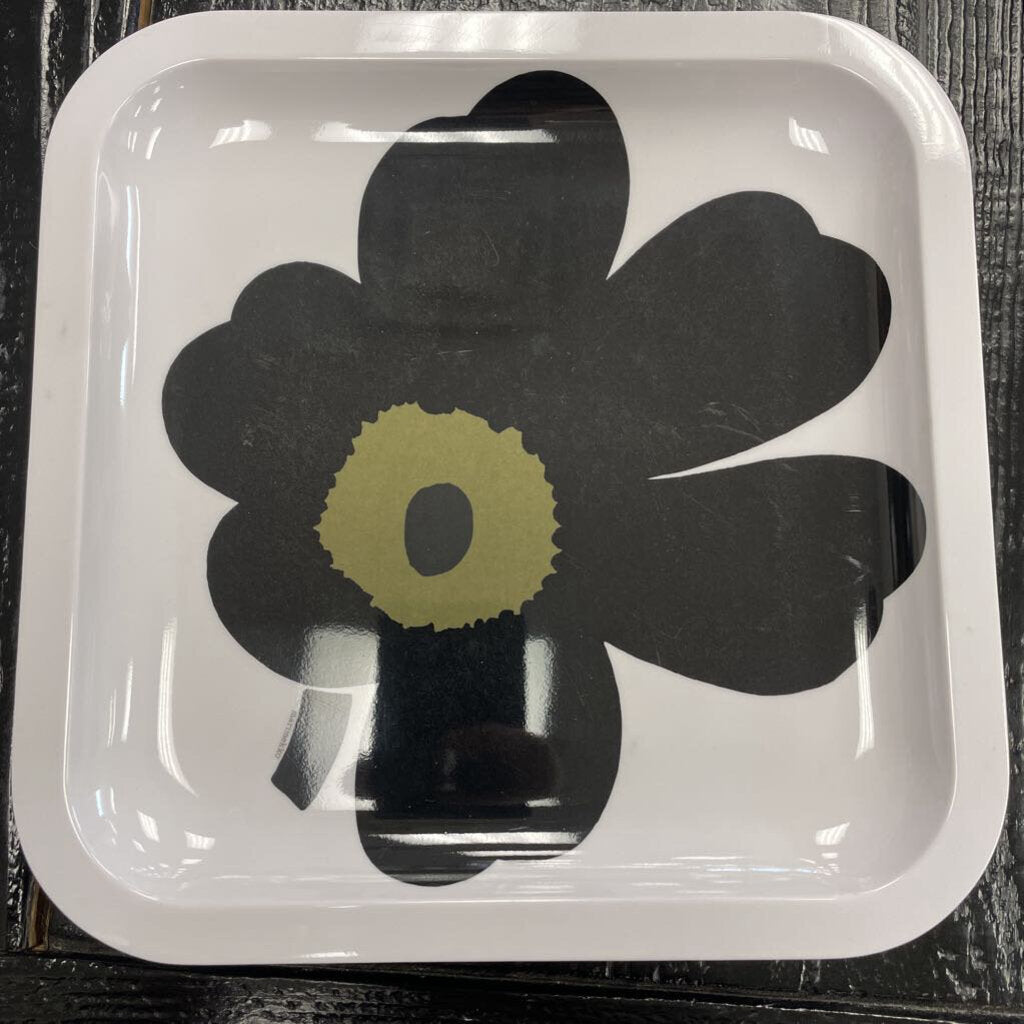 Marimekko by ZAK! Designs Unikko black poppy pattern melamine plate, set of 5