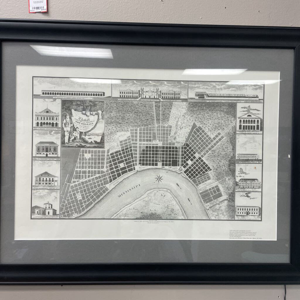 1815 Map of New Orleans, framed print