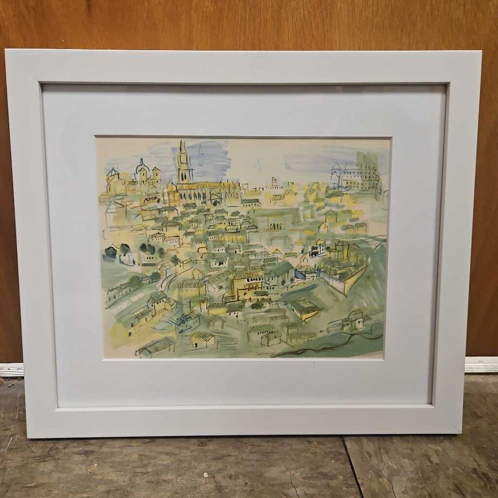Village Watercolor Framed Print