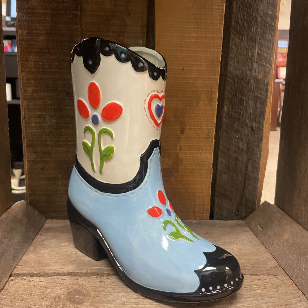 Ceramic Cowboy Boot Vase