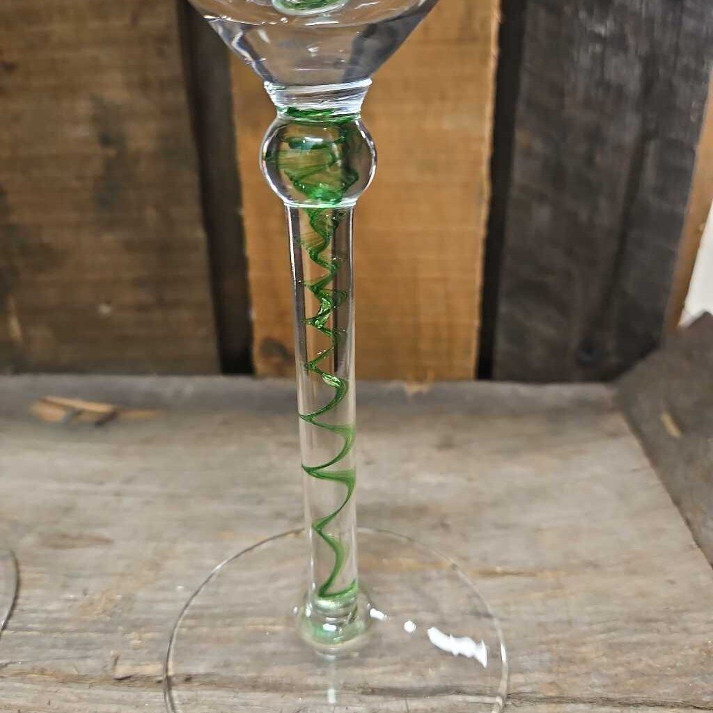 Green Spiral Stem Martini Glasses - Set of 2