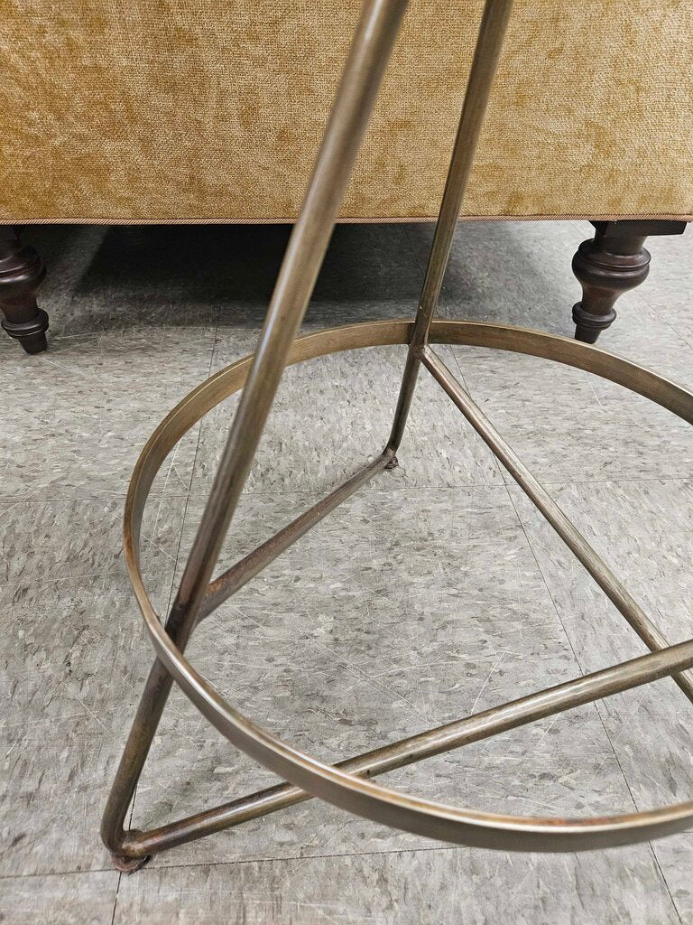 Wyndham Swivel Counter Stool Brown Wood w/Brass Base