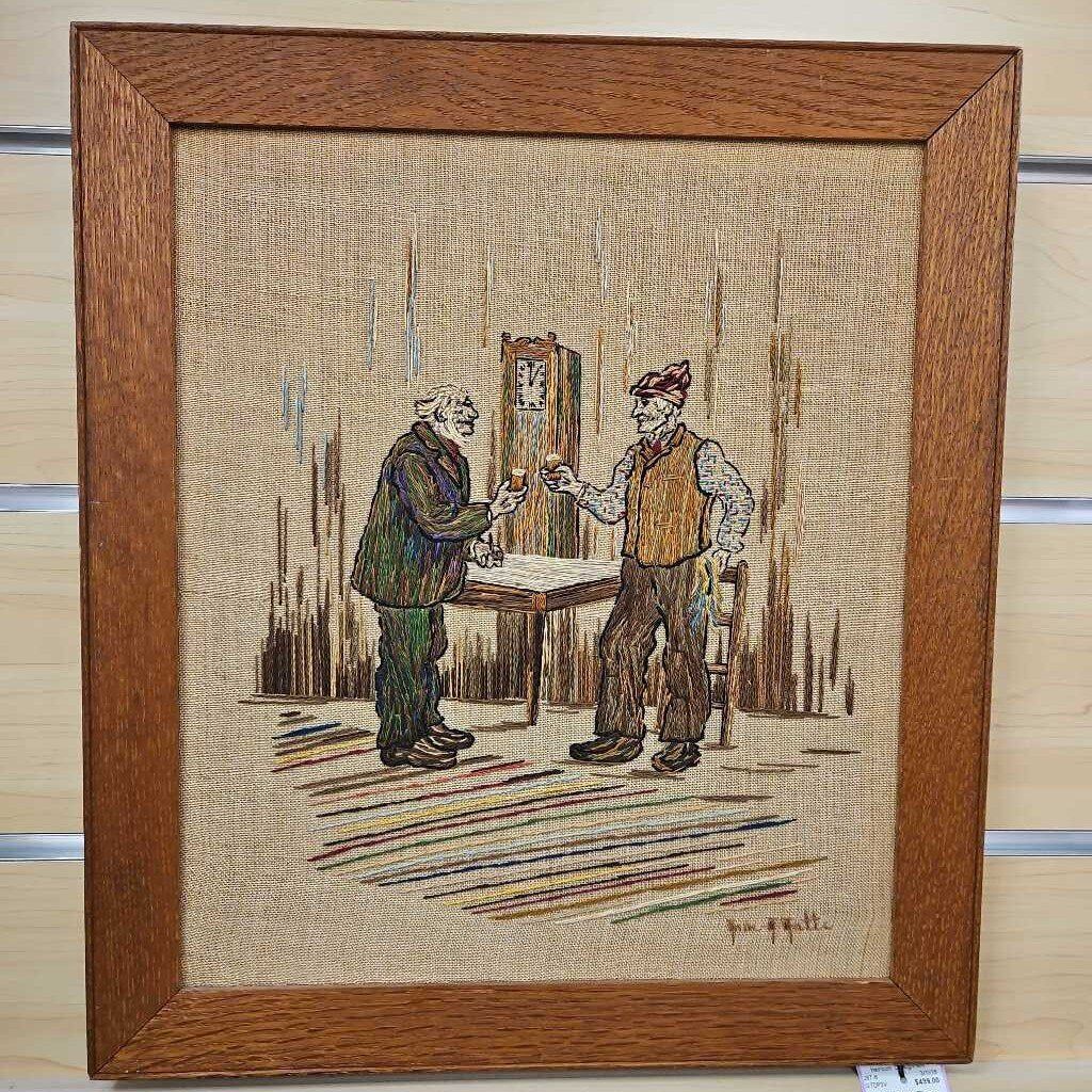 "A La Tieme Vieux" Needle Painting by Anne-Marie Matte Desrosiers