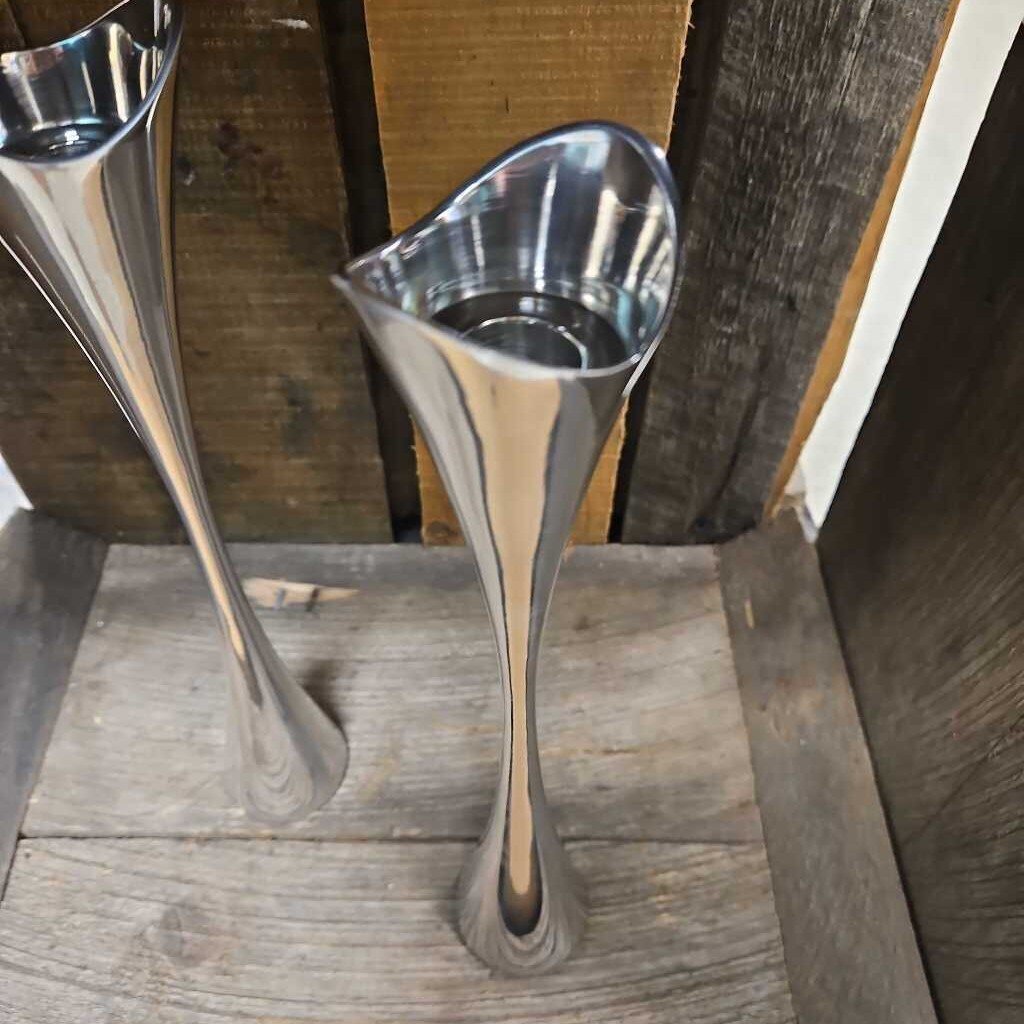 Nambe Alloy Curve Candlesticks NEW