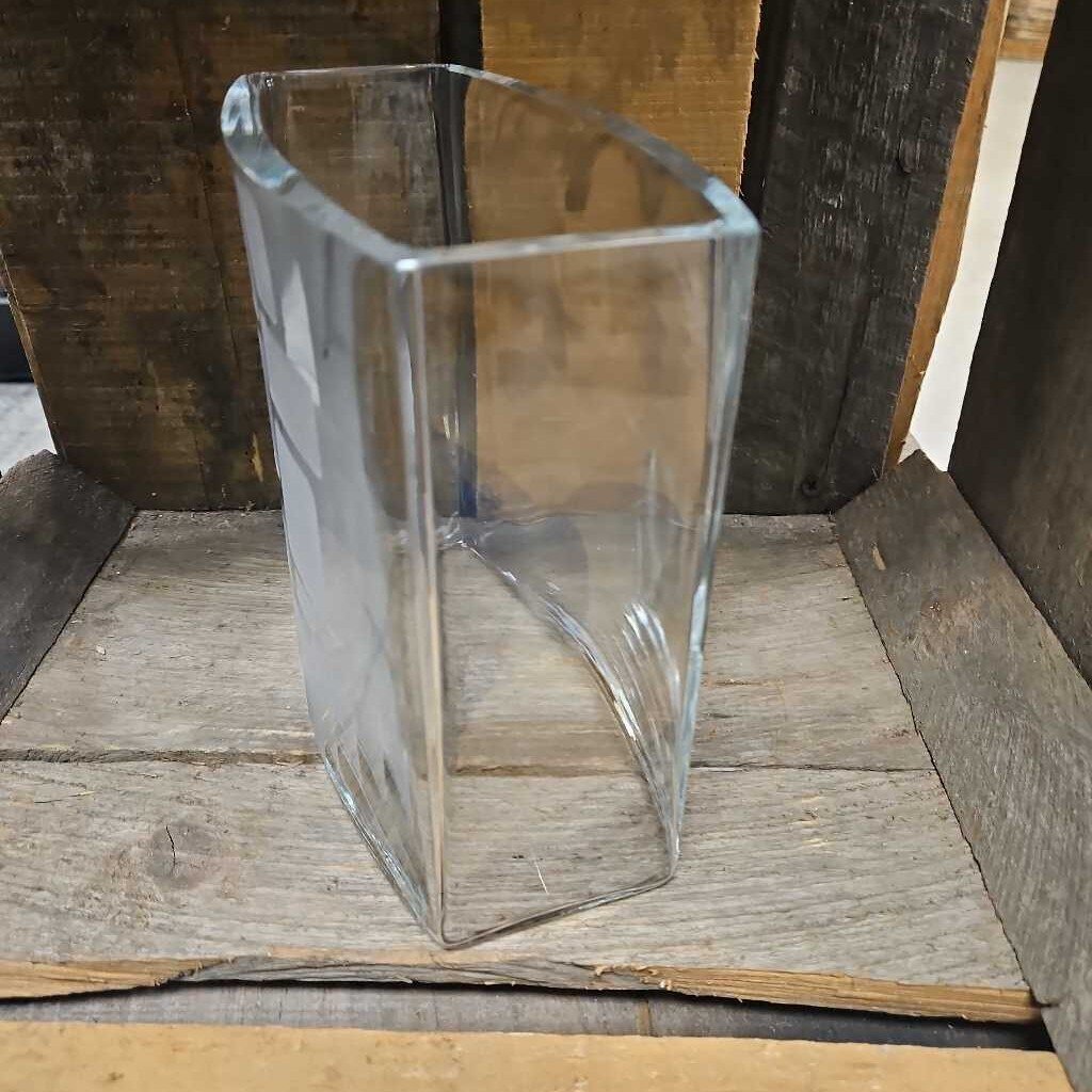Vintage Frosted Textured Square Glass Vase
