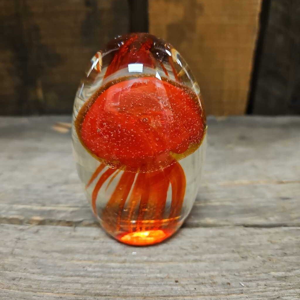 Vintage Handblown Glass Jellyfish Paperweight