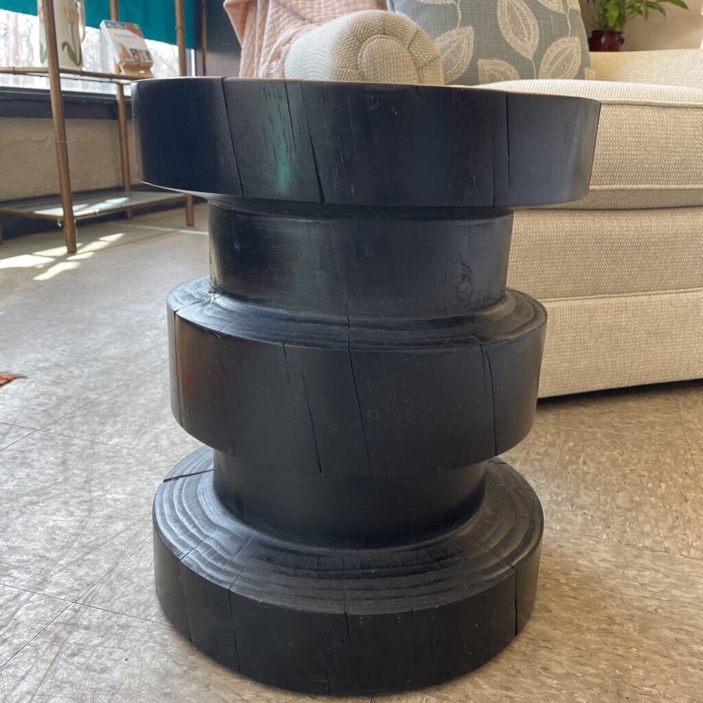 Wooden and Black Accent Stool