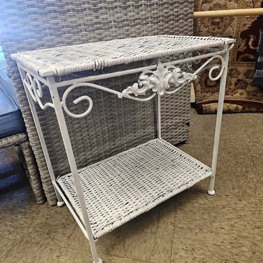 Wicker and Metal Coastal End Table