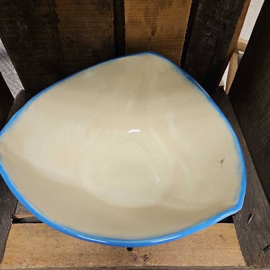 Blue Triangular Glazed Ceramic Mixing Bowl