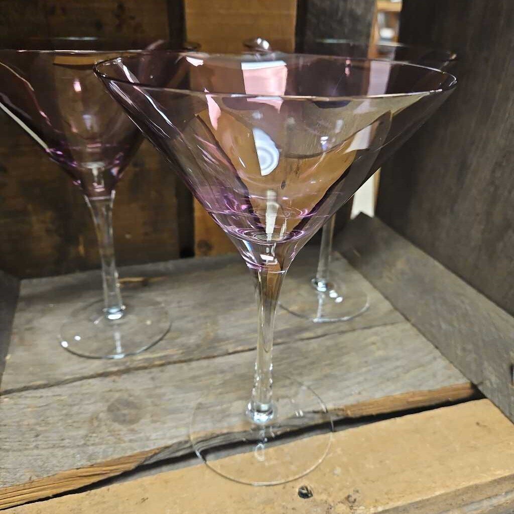 Amethyst Tinted Martini Glasses - Set of 3