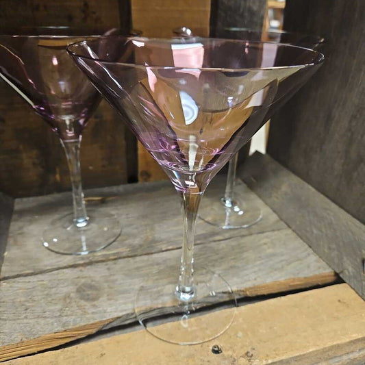 Amethyst Tinted Martini Glasses - Set of 3