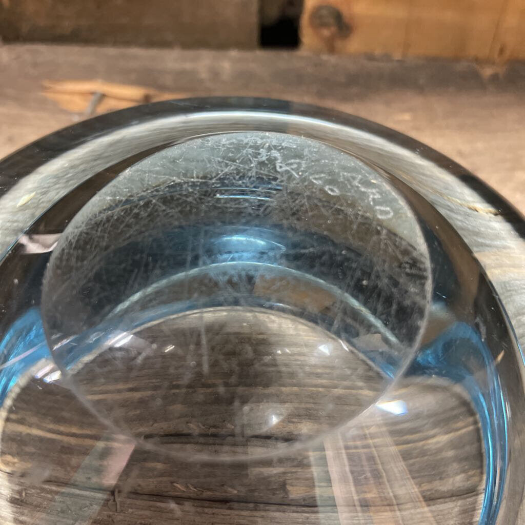 Holmegaard Per Lutken Art Glass Bowl, Danish Modern Design, Aqua Blue