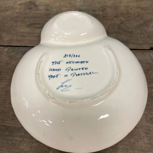 Portuguese Hand-painted Decorative Ceramic Dish with Floral Design