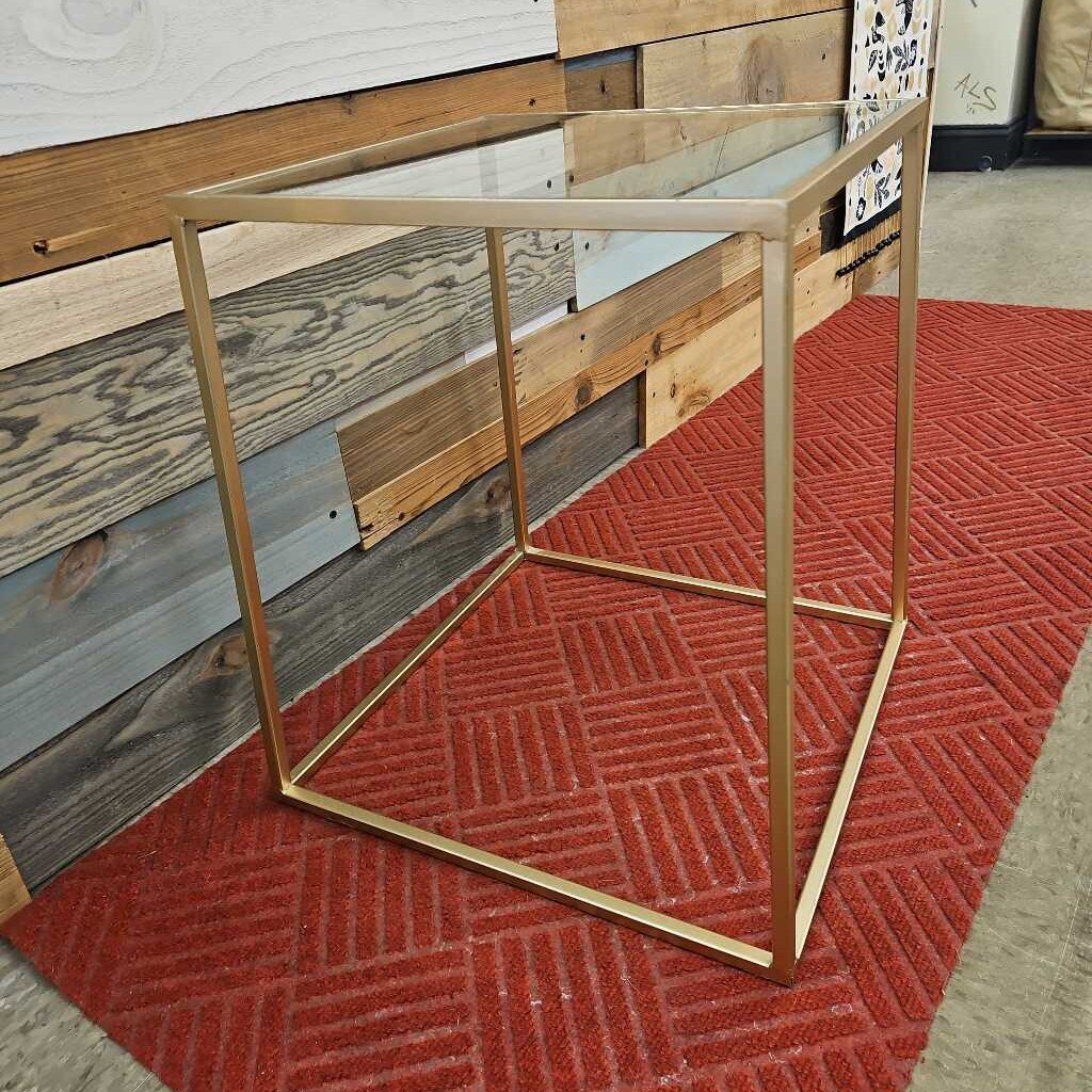 Square Glass Top Side Table with Gold Metal Frame
