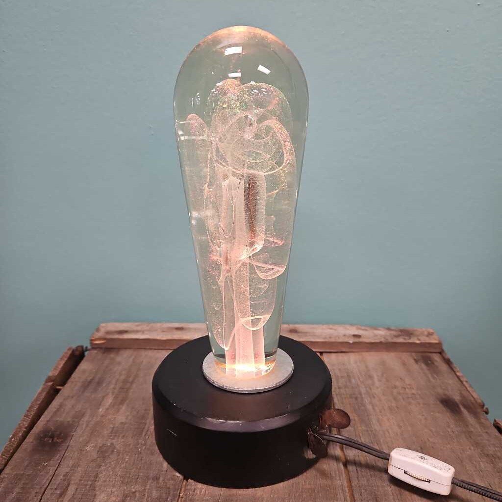 Nebula Effect Decorative Glass Sculpture on Lighted Base by John P. Scott Woodworking